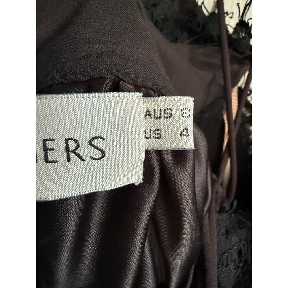 Fame and Partners Dark Romance Black Lace Midi Dress Strappy Semi Sheer size 4 - Picture 6 of 8